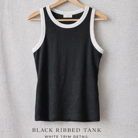 A New Day Black Ribbed Tank Top – Size Large - Picture 1 of 7
